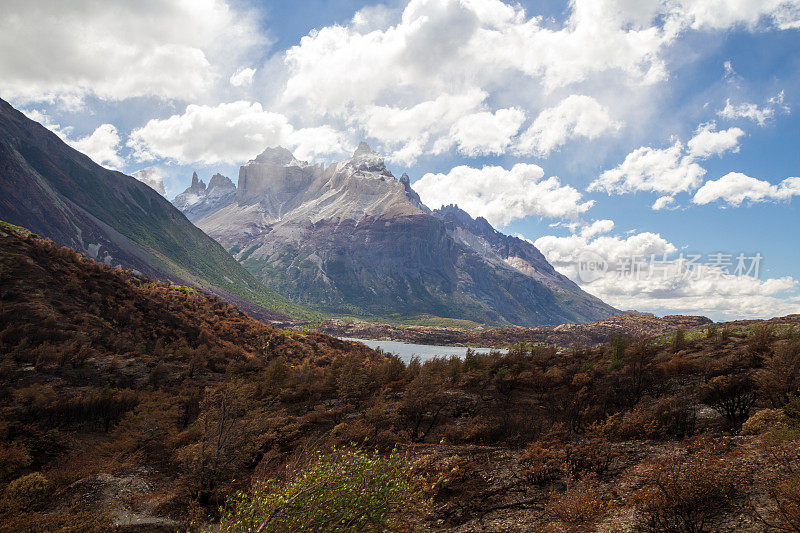 南美洲智利潘恩Torres del Paine的美丽山景